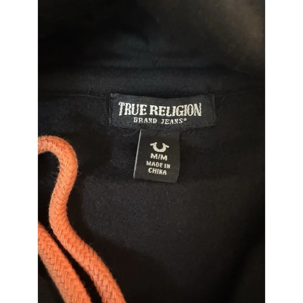 True Religion SCRIPT LOGO BUDDHA HOODIE‎ Black Orange Sz m